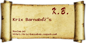Krix Barnabás névjegykártya